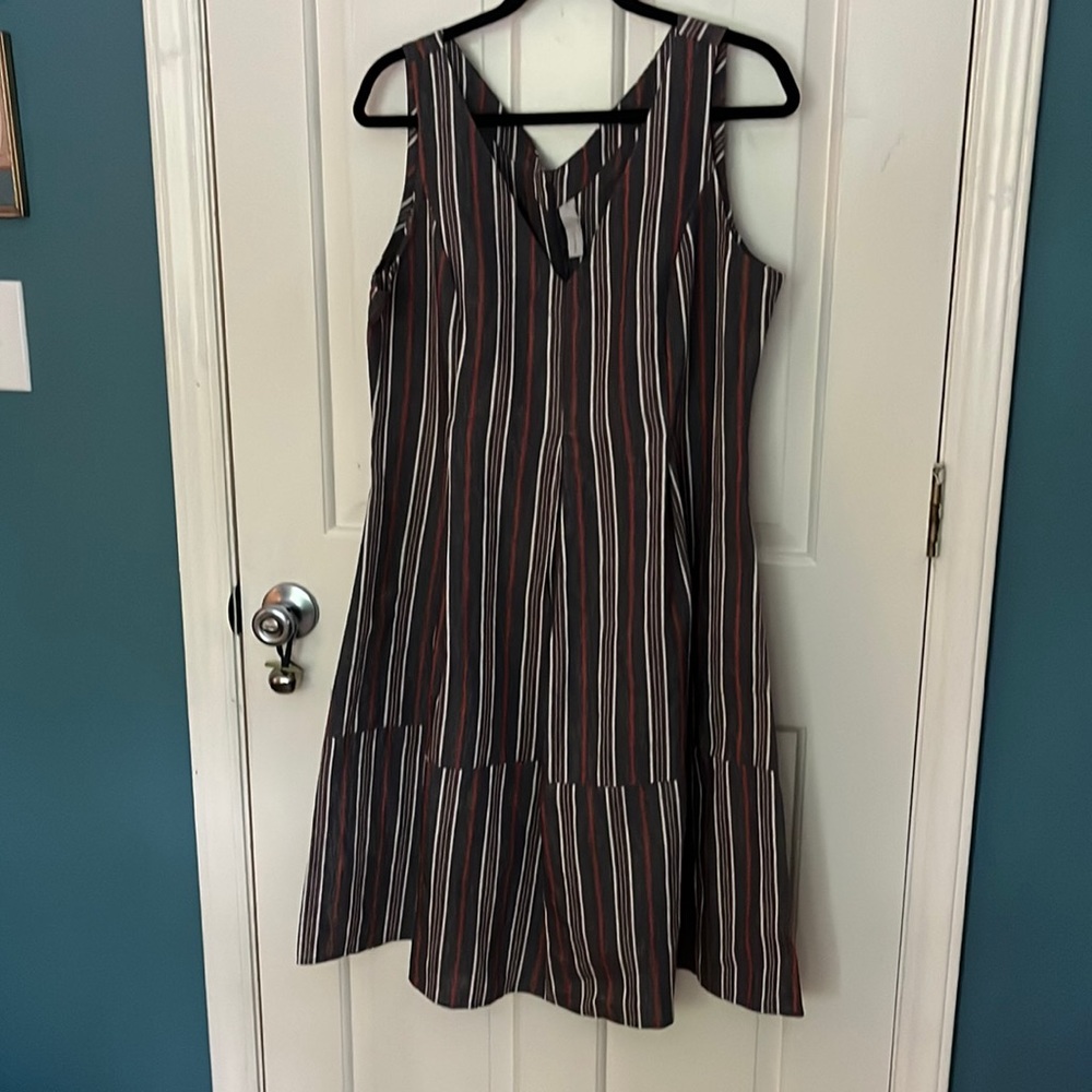 Studio 412 Gray Striped Linen Dress Large